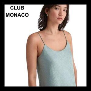 NWT CLUB MONACO Willow Green Elona flowy loose fit Textured Satin Camiso…